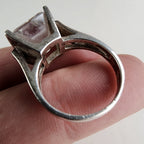 Vintage Emerald Cut Cocktail Ring Size 7 in Sterling Silver 925