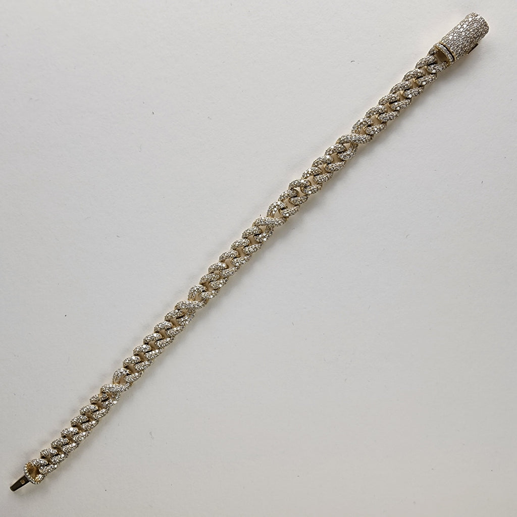 8 1/2" Cuban Crossover 8mm Bracelet in Gold Over Sterling Silver 925 Iced Out 29g
