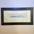 Tonalist Winter Mountain Landscape Scene Watercolor Painting by J Malkin