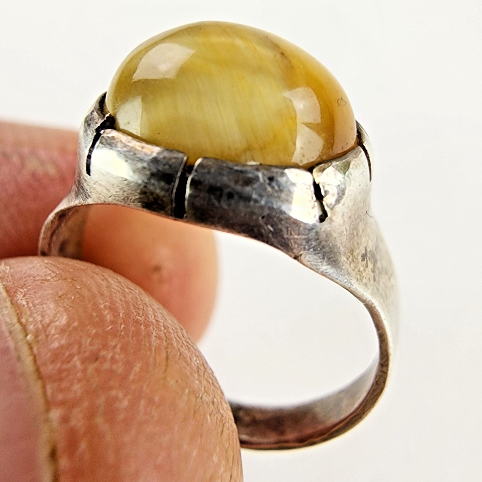 Native Tigers Eye Ring Size 5 3/4 Sterling Silver 925 Vintage