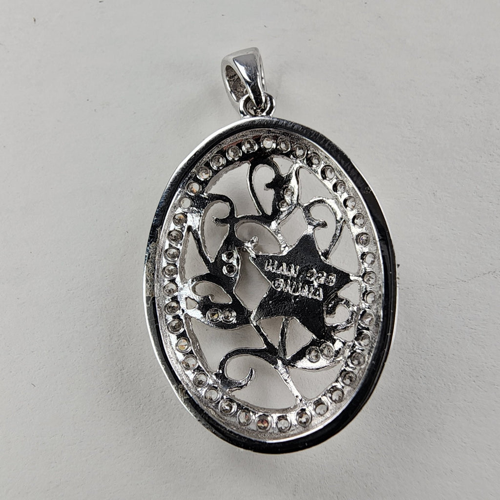 Diamond & Seed Pearl Pendant Sterling Silver 925 Vintage