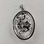 Diamond & Seed Pearl Pendant Sterling Silver 925 Vintage
