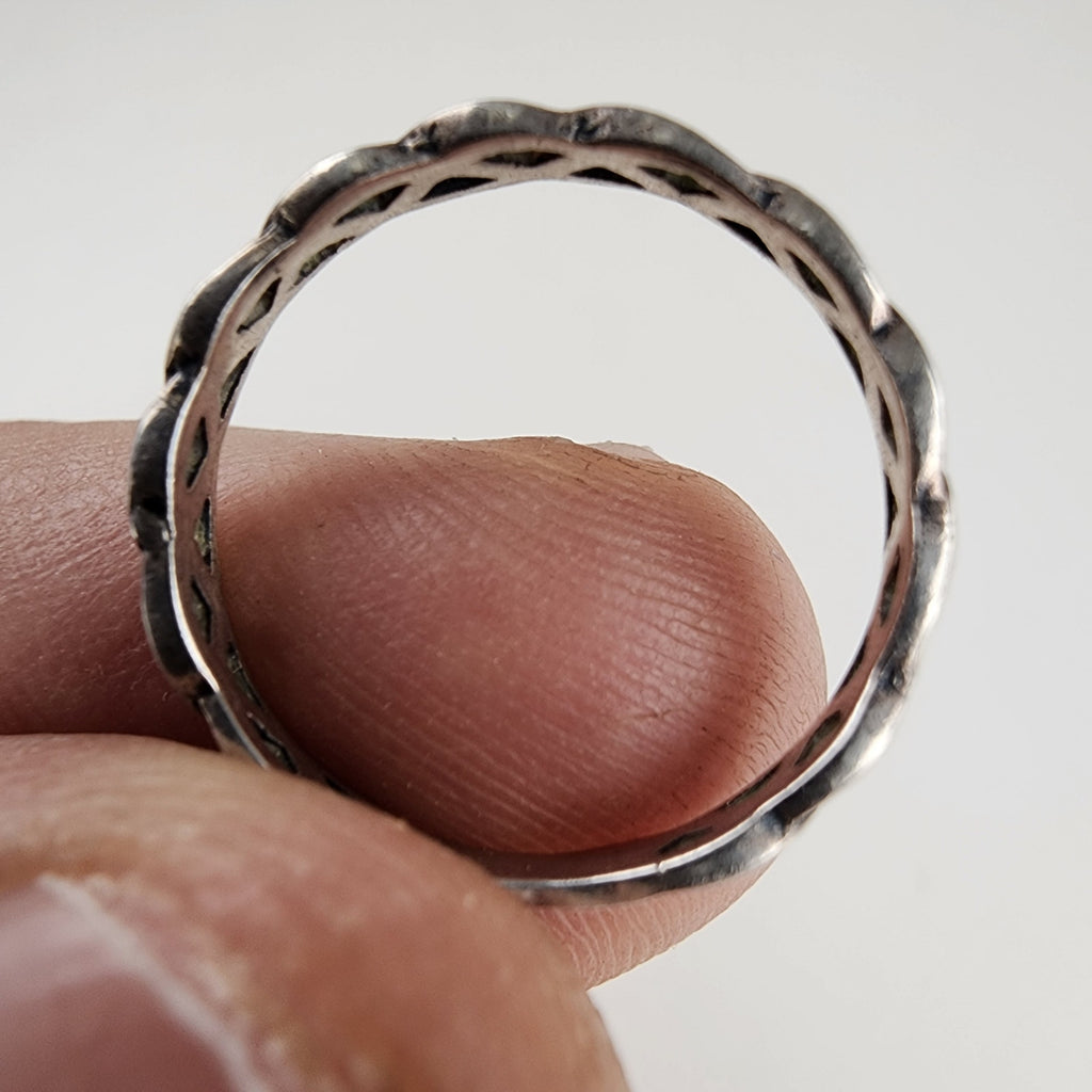 Vintage Braided Textured Band Ring Size 6 1/2 in Sterling Silver 925