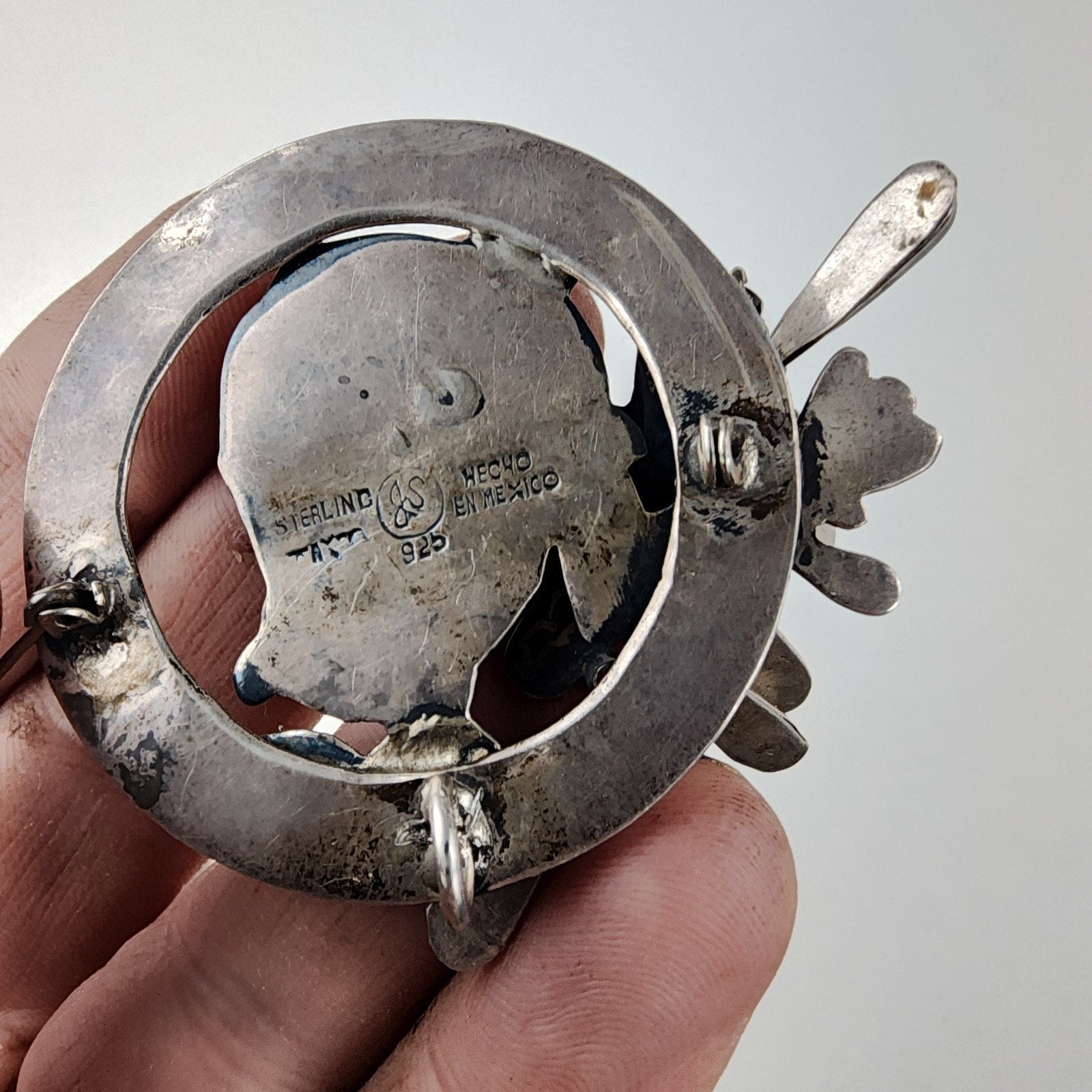 Early Taxco Articulated Pendant Sterling Silver 925 Aztec Emperor Cuauhtemoc