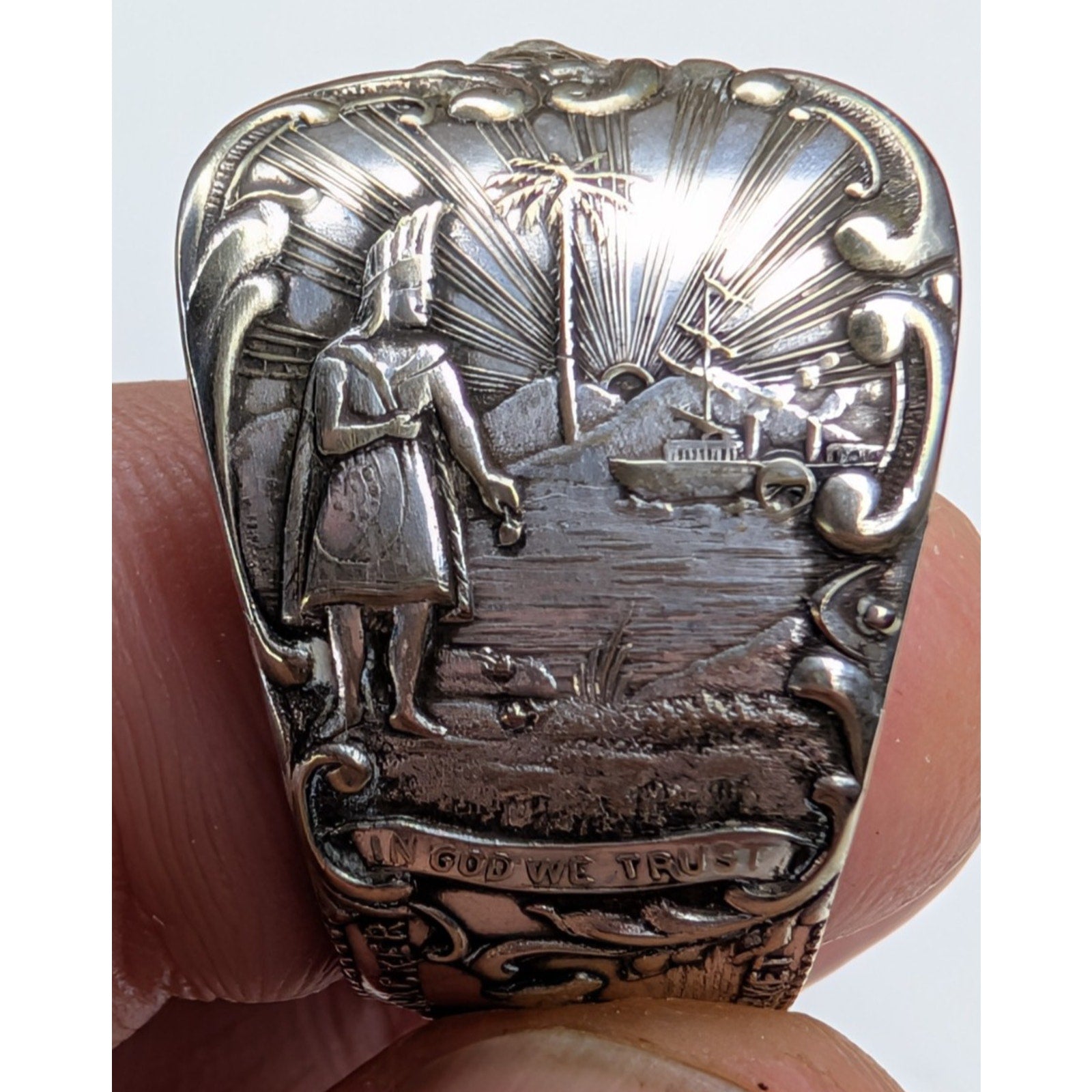 St Augustine Florida Souvenir Sterling Silver 925 Spoon Ring Size 13 1/2 Vintage