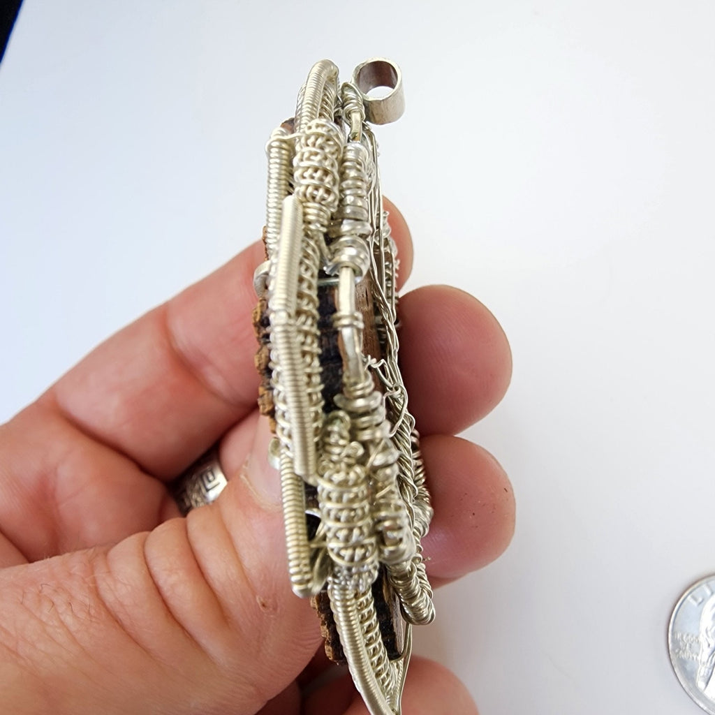Opal Wire Wrap by LaserTrees & WrappedEnergy Sterling Silver 925 Pendant