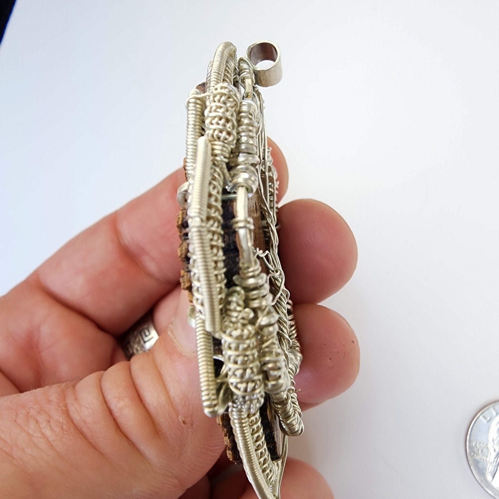 Opal Wire Wrap by LaserTrees & WrappedEnergy Sterling Silver 925 Pendant