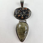 Rutilated Quartz & Rhodochrosite Sterling Silver 925 Vintage Articulated Pendant