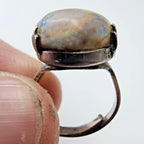 Boulder Opal Adjustable Size Ring Sterling Silver 925 Vintage