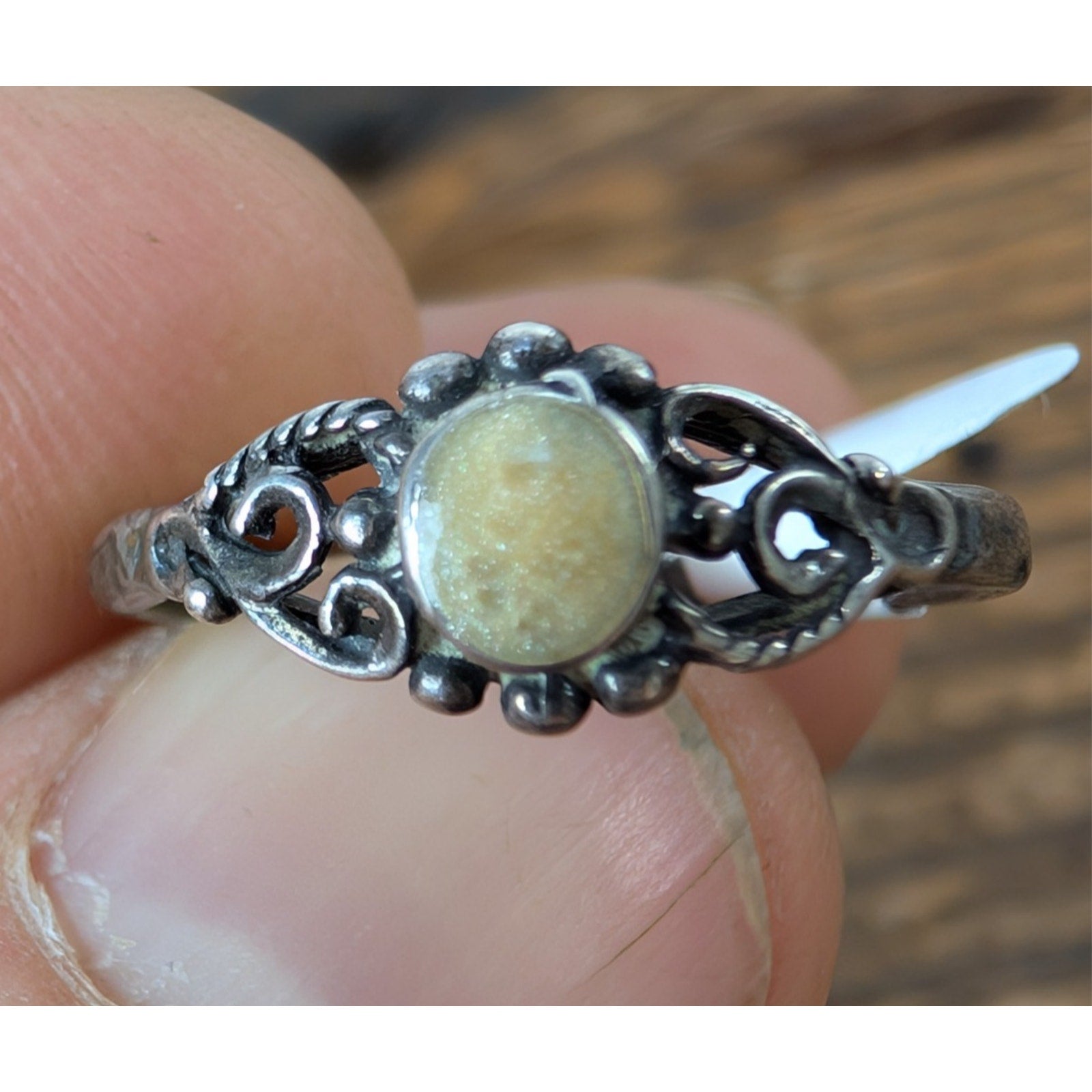 Vintage Enamel Balinese Sterling Silver 925 Ring Size 6 3/4