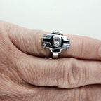 Art Deco Revival Sterling Silver 925 Cocktail Ring Size 7