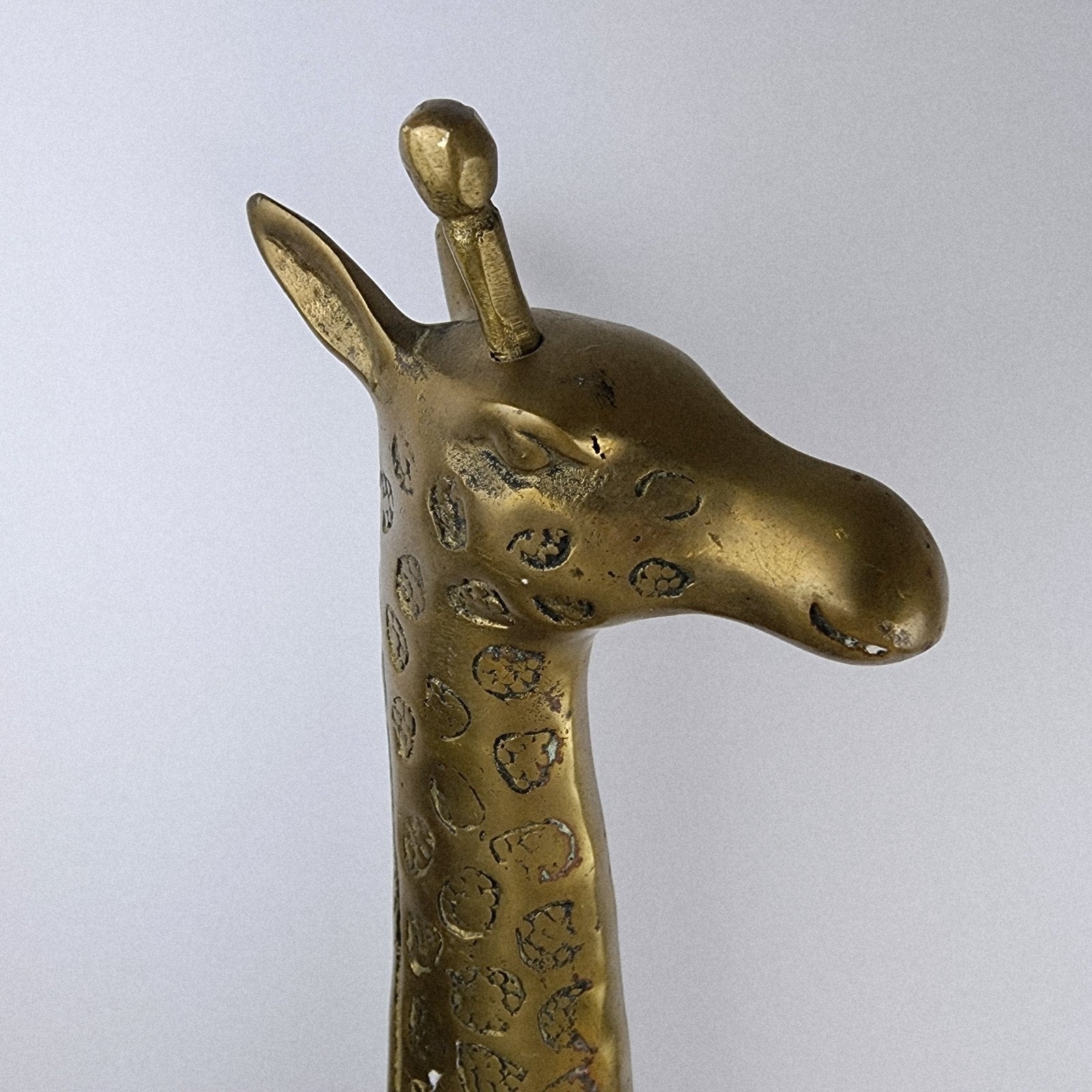 18" Brass Giraffe Animal Sculpture Midcentury MCM Stamped