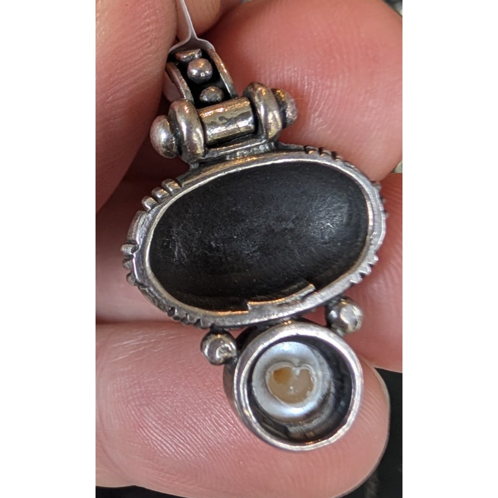Vintage Thai Pearl Basketweave Sterling Silver 925 Pendant