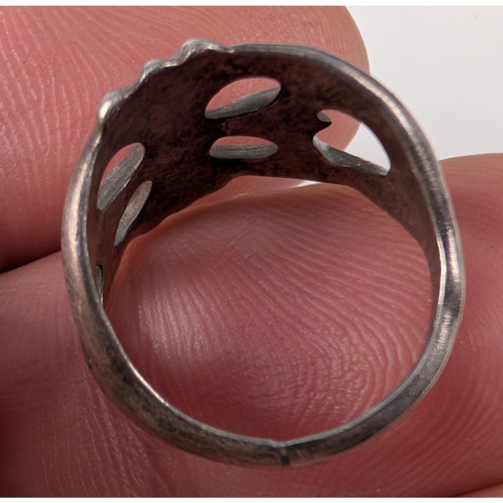 Old Pawn Native Navajo Sterling Silver 925 Sand Cast Ring Size 4 1/2