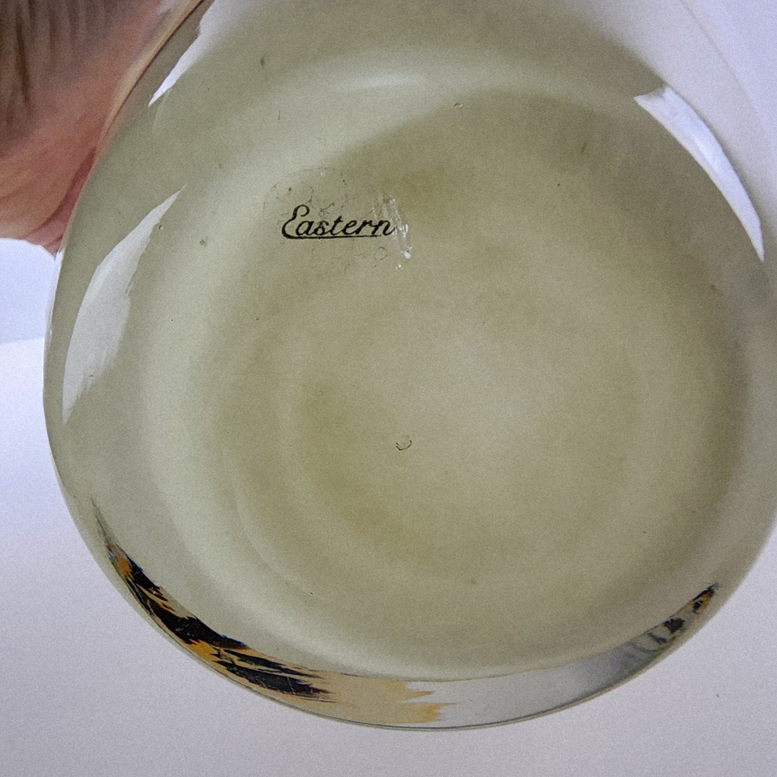 12" Eastern Tan Window Glass Vase Vintage Hand Blown