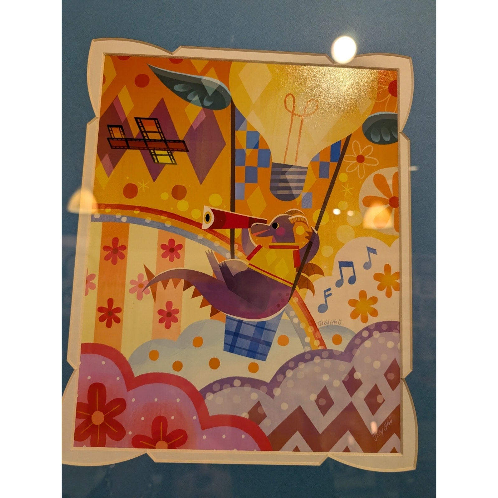 Framed Disney Print by Joey Chou Dragon Hot Air Balloon 14" x 18"
