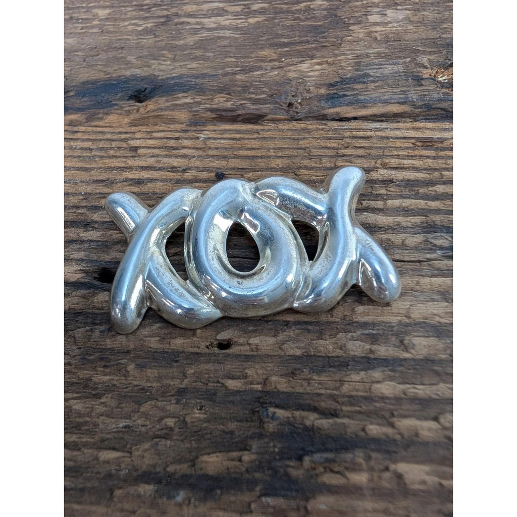 Vintage Taxco Mexico XOX Sterling Silver 925 Brooch Hugs and Kisses Pin 23g