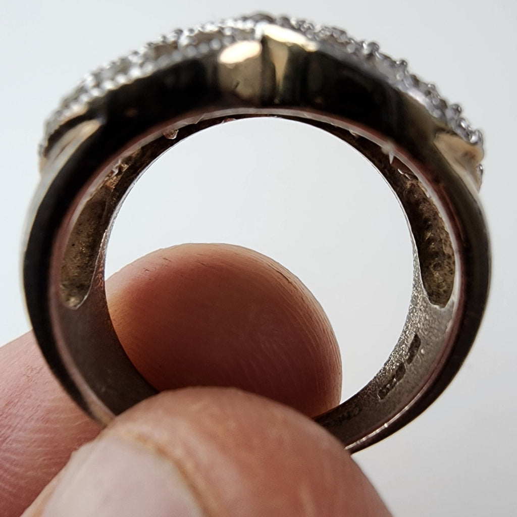 Crossover Band Statement Ring Size 8 1/4 Sterling Silver 925 Vintage
