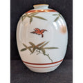 Kutani Bud Vase Japanese Hand Painted Porcelain Gilt Bamboo Scene 4" Tall