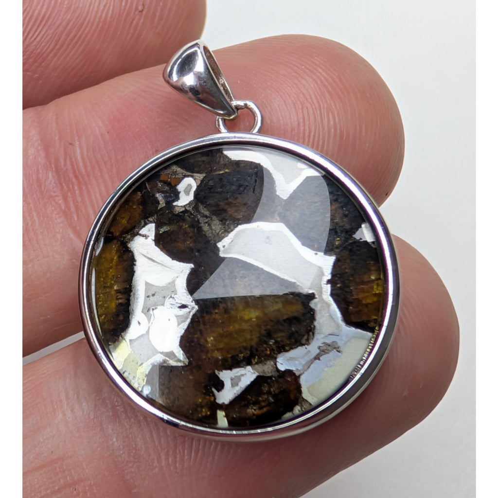 Brenham Pallasite Meteorite Sterling Silver 925 Pendant