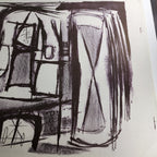 c. 1950 Jerry Opper Abstract Hourglass Stone Lithograph Black & White Unframed