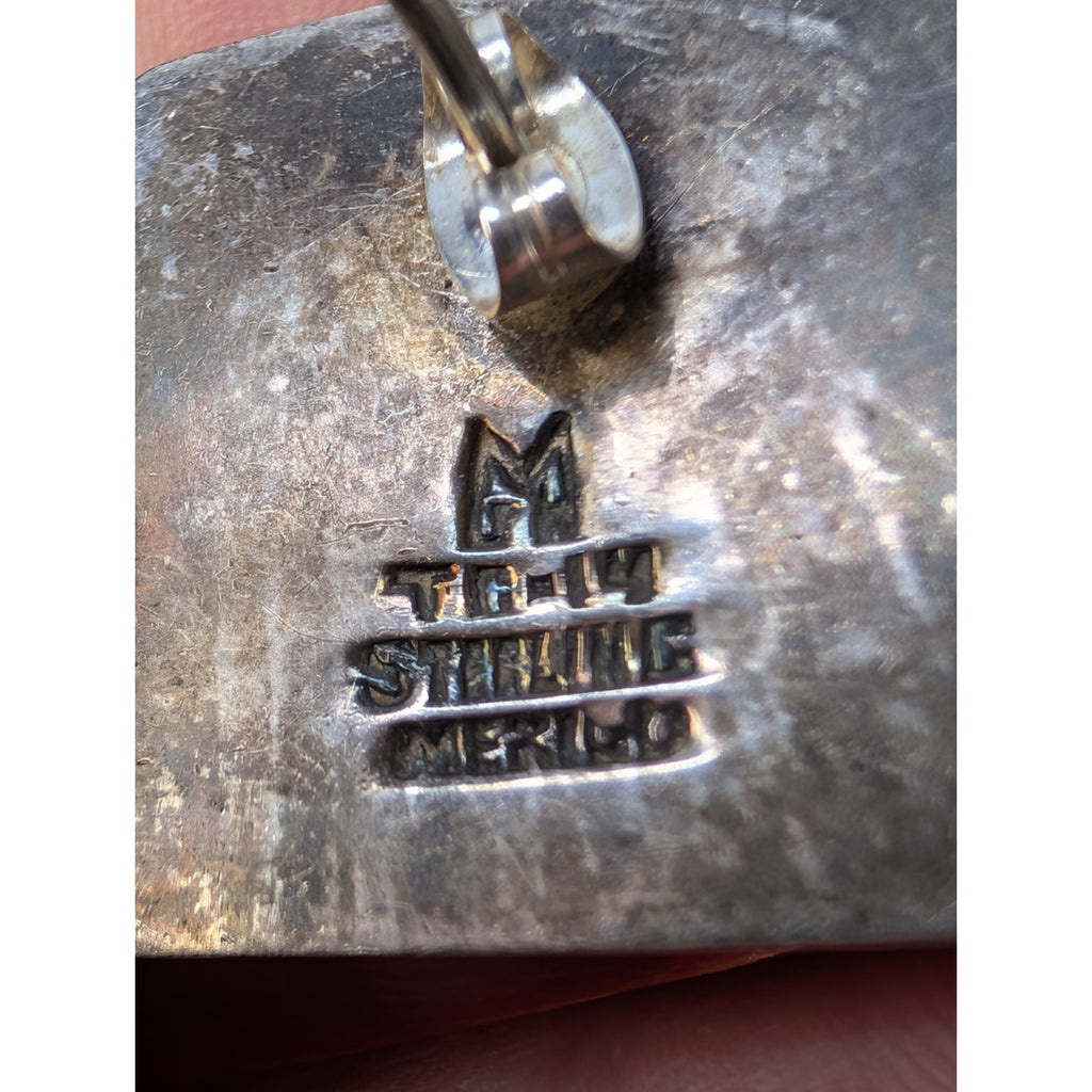 Taxco Modernist Square Sterling Silver 925 Earrings Vintage 18g