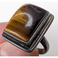 Tigers Eye Rectangle Sterling Silver 925 Ring Size 6 Vintage