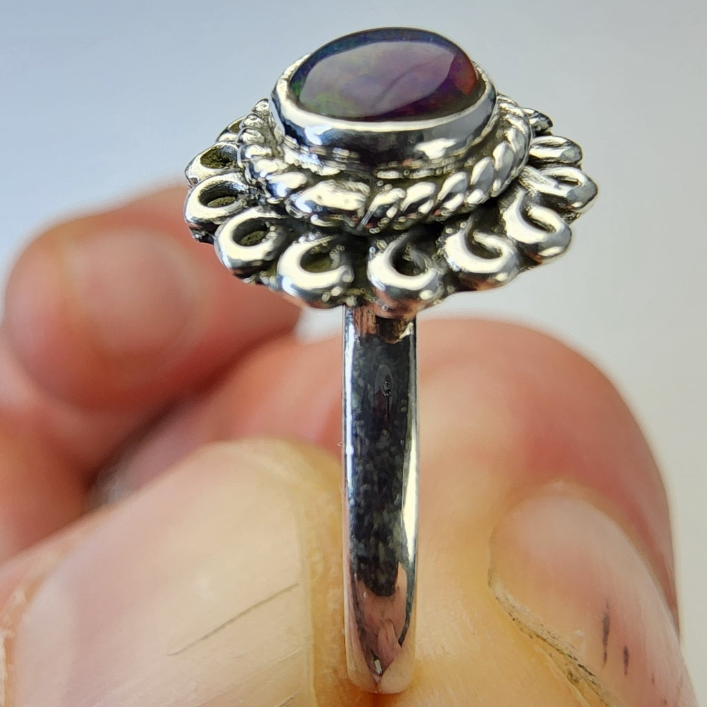 Sterling Silver 925 Balloon Opal Southwestern Ring Size 7 1/4 New