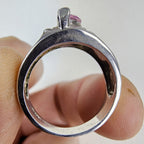 Opal Inlay Amethyst Ring Size 8 1/2 Sterling Silver 925 Vintage