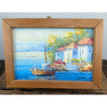 Impressionist Acrylic on Canvas Mediteranean Scene Boat in Harbor Painting