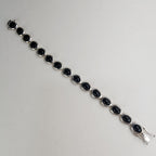 Vintage 7 1/2" Black Onyx Oval Link Bracelet in Sterling Silver 925