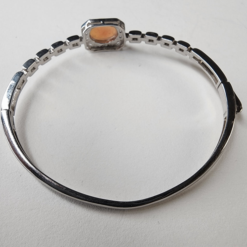 Ethopian Opal Halo Sterling Silver 925 Hinged Designer Bracelet