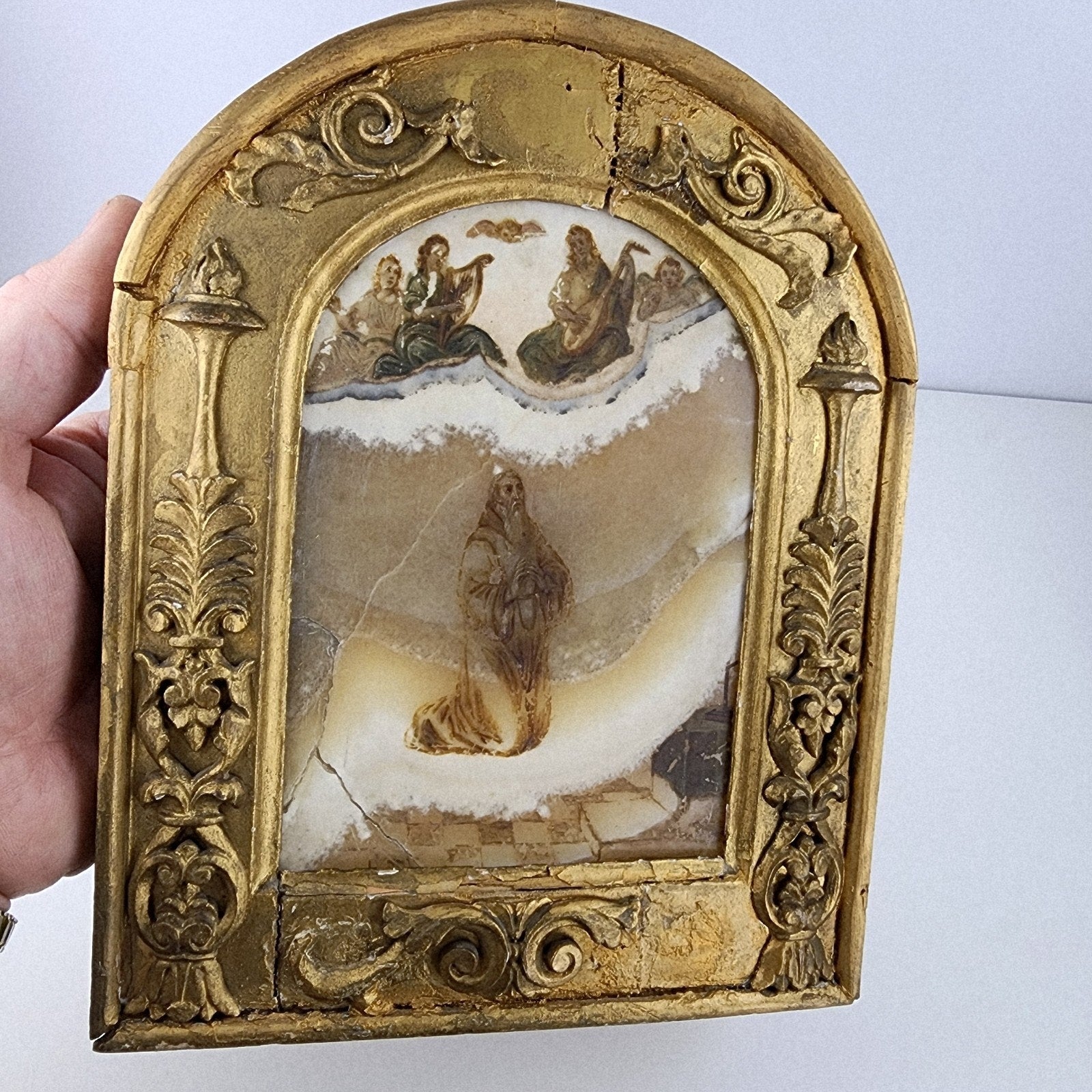 17th C Follower of Antonio Tempesta Alabaster Painting Baroque Italy Old Master