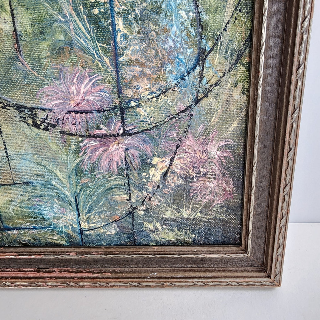 Abstract Jungle Landscape Acrylic Painting on Canvas Unsigned