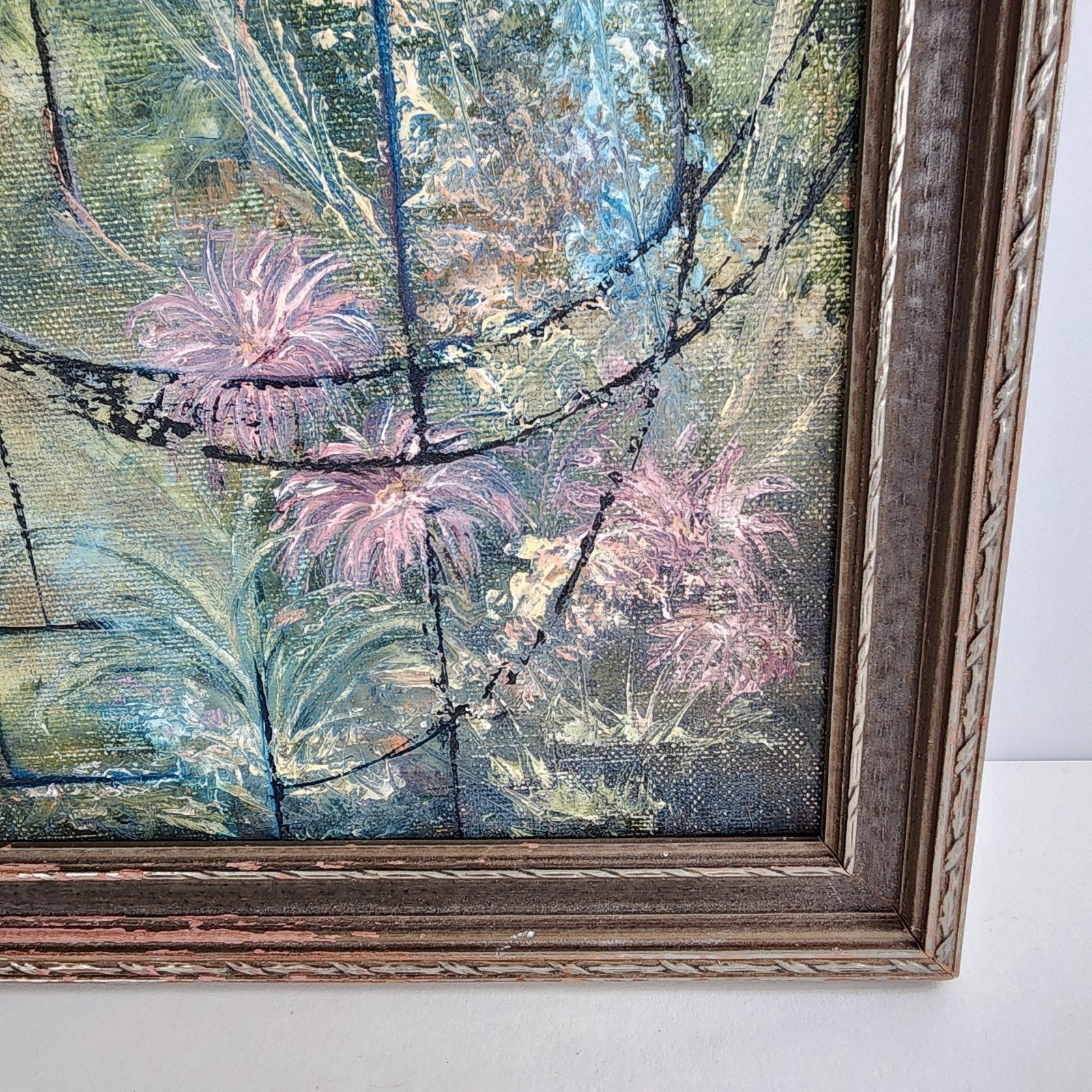 Abstract Jungle Landscape Acrylic Painting on Canvas Unsigned