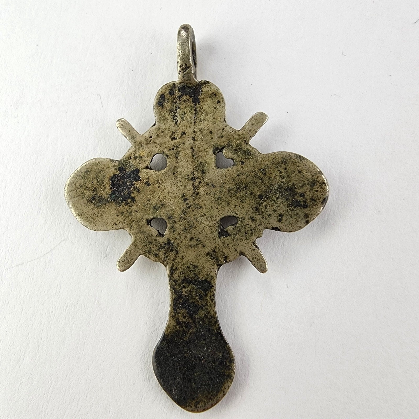 Antique White Bronze Russian Orthodox Pectoral Cross Crucifix Eight Pointed