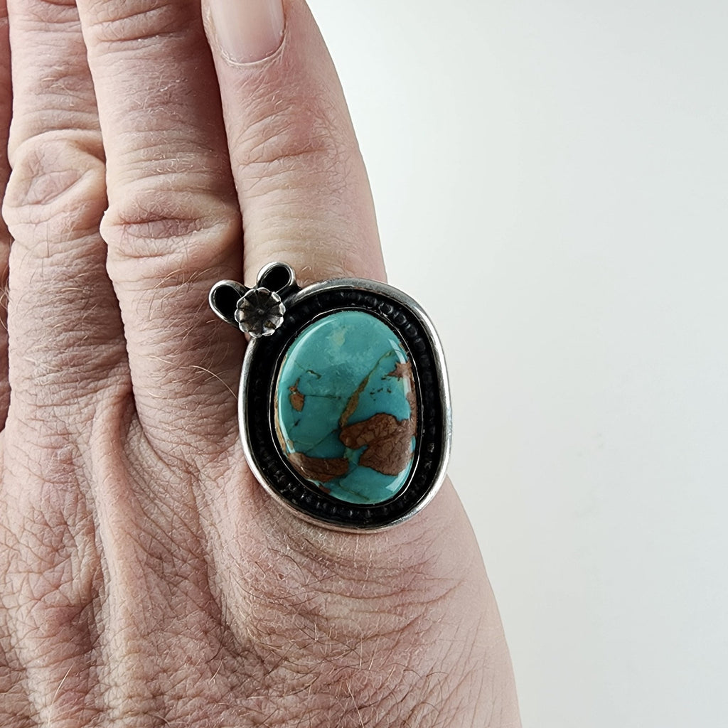 Turquoise Native Ring Size 8 1/2 by Ruben Castillo Sterling Silver 925 New