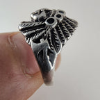 Native American Indian in Headdress Ring Size 8 1/4 Sterling Silver 925 Vintage