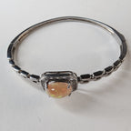 Ethopian Opal Halo Sterling Silver 925 Hinged Designer Bracelet