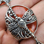 Orange Firefly Bracelet Sterling Silver 925 Adjustable 7" to 8"