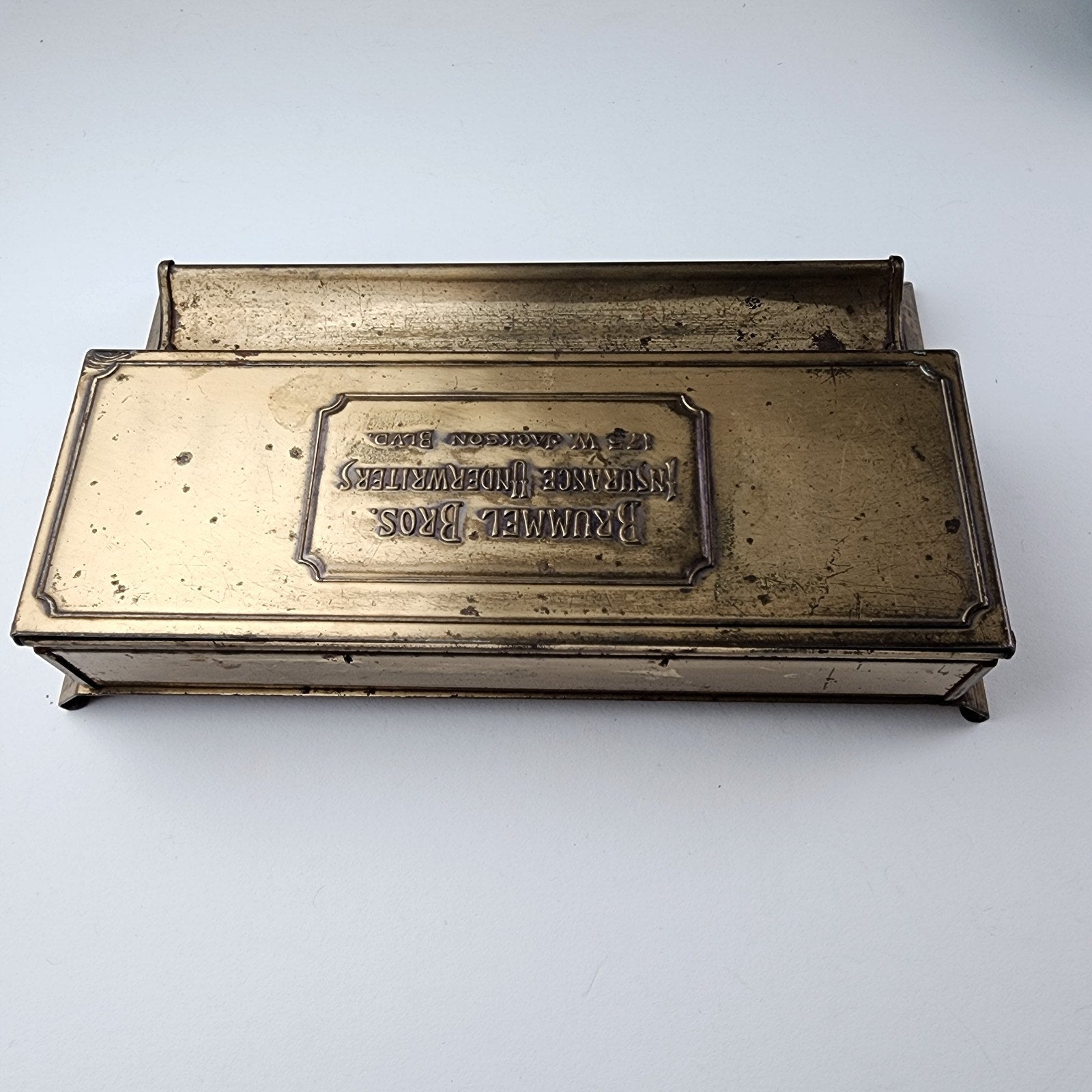 Antique Brass Stamp Box Desk Organizer Brass Box Brummel Bros Chicago