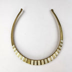 Vintage Mother of Pearl Inlay Brass Choker Collar Necklace Vintage