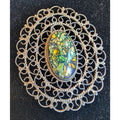 Taxco MEXICO Filigree Dichroic Art Glass Sterling Silver 925 Pendant Broch