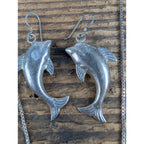 Vintage Dolphin Sterling Silver 925 Necklace and Earrings Set