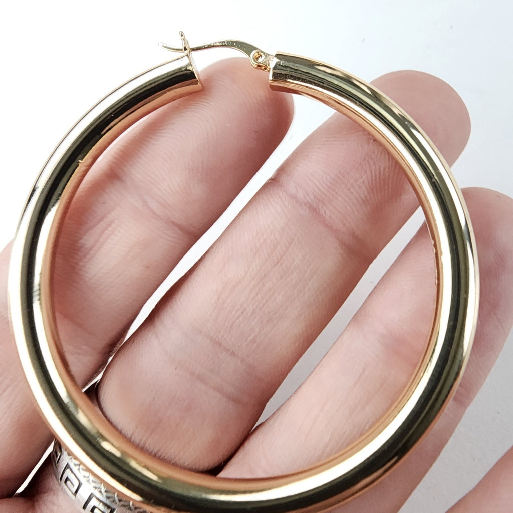 Giant 2" Hoop Earrings Gold Over Sterling Silver 925