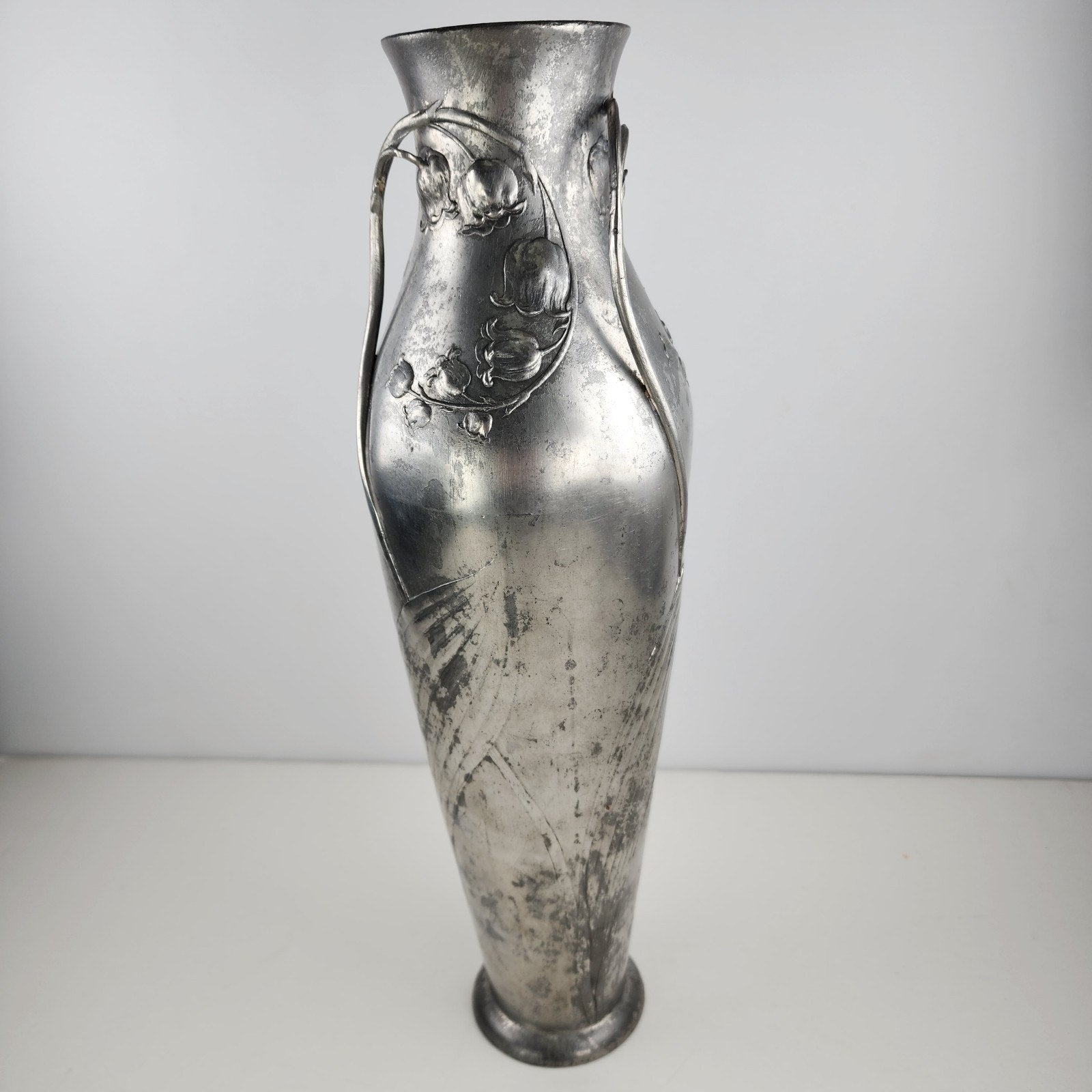 Art Nouveau Lily of the Valley Kayserzinn Floral Pewter Vase 4312 Antique