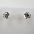 14K Yellow Gold Clear Spinel Solitaire Stud Earrings New