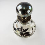 Art Nouveau Sterling Silver Overlay Glass Perfume Bottle with Stopper