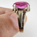 Purple Sapphire 2 Tone Gold Finish Russian Ring Size 9 Sterling Silver 875