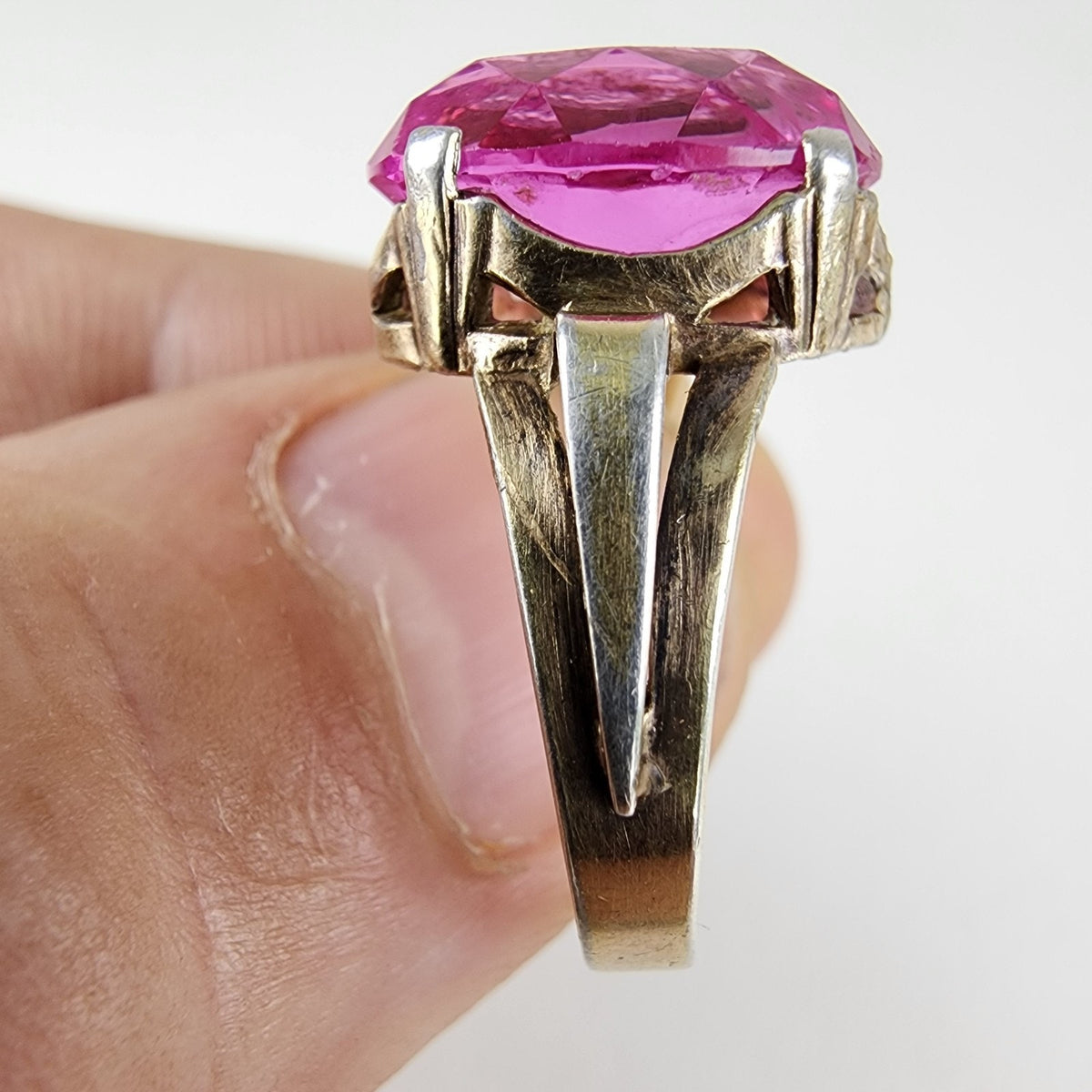 Purple Sapphire 2 Tone Gold Finish Russian Ring Size 9 Sterling Silver 875